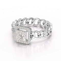 1.18 CT Princess Cut Halo Lab Diamond Ring