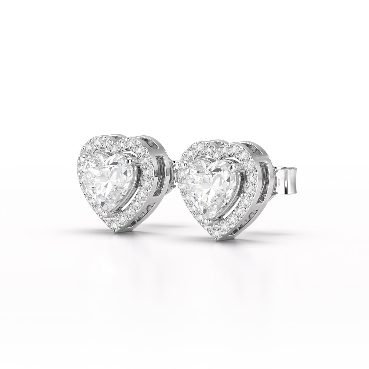 1.21 CT Lab Diamond Heart Shape Stud Earrings