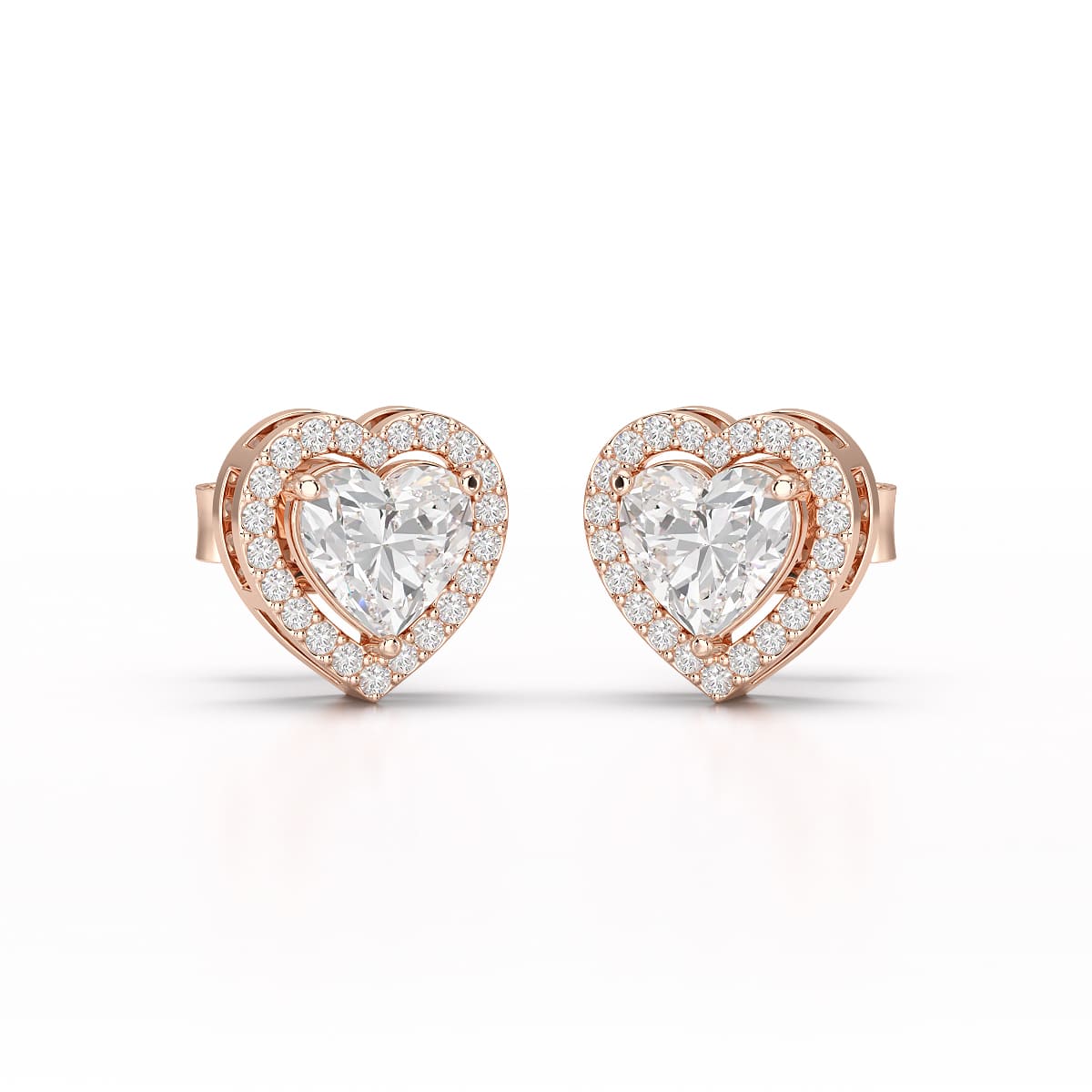 1.21 CT Lab Diamond Heart Shape Stud Earrings