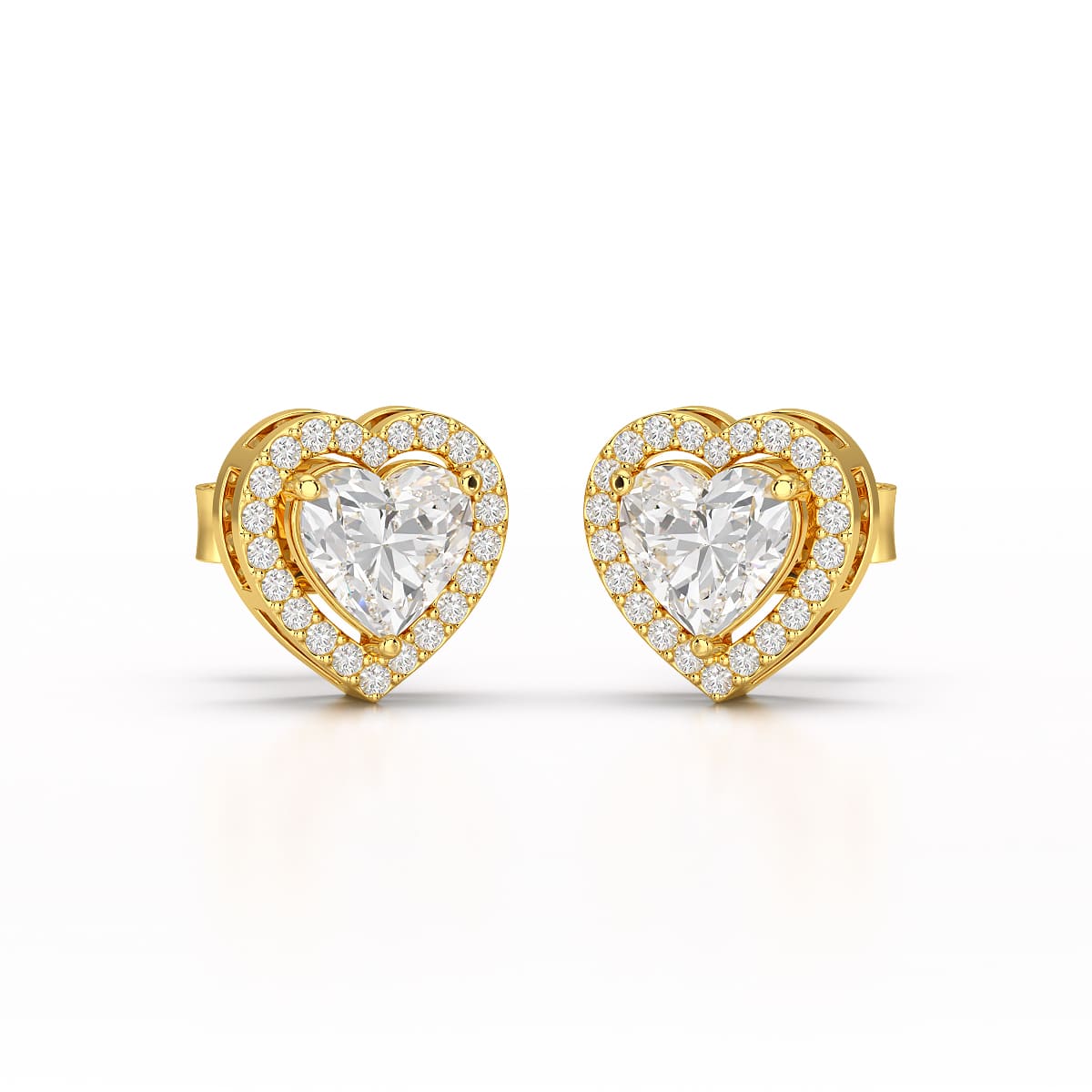 1.21 CT Lab Diamond Heart Shape Stud Earrings