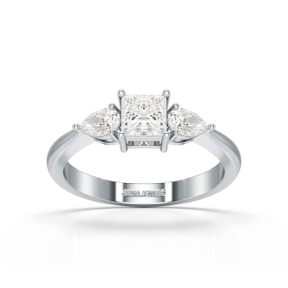 1.25 CT Three Stone Princess Pear Cut Lab Diamond Ring