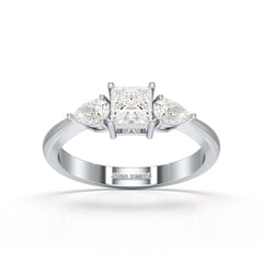 1.25 CT Three Stone Princess Pear Cut Lab Diamond Ring