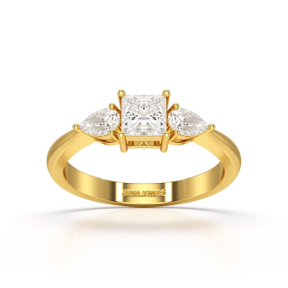 1.25 CT Three Stone Princess Pear Cut Lab Diamond Ring