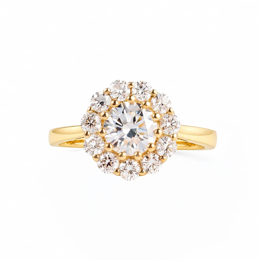 1.30 CT Round Halo Cluster Diamond Ring