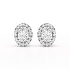 1.32 CT Lab Diamond Oval Cut Stud Earrings