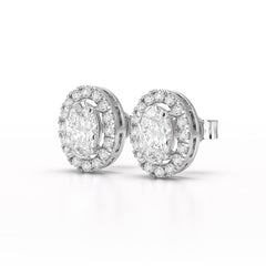 1.32 CT Lab Diamond Oval Cut Stud Earrings