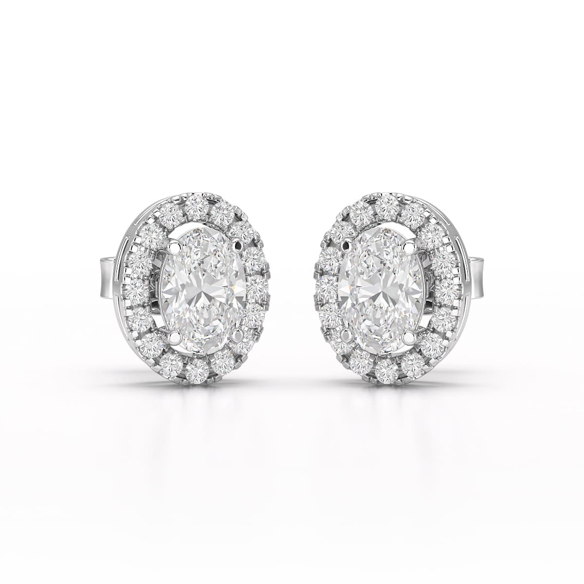 1.32 CT Lab Diamond Oval Cut Stud Earrings