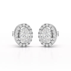 1.32 CT Lab Diamond Oval Cut Stud Earrings