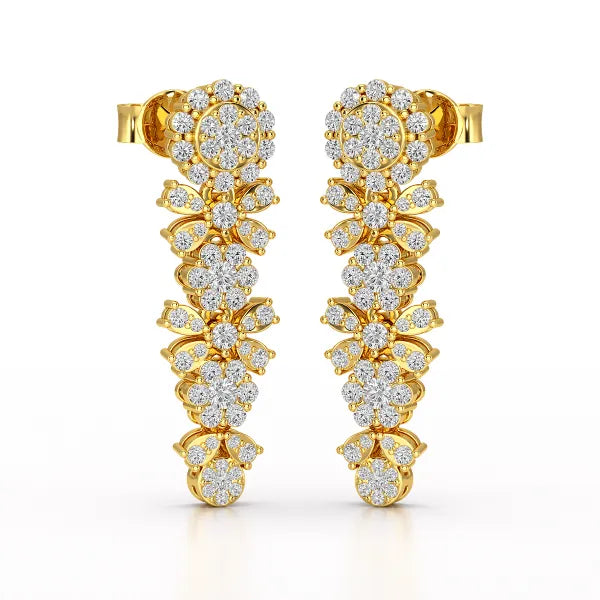 1.34 CT Lab Diamond Flower Drop Earring