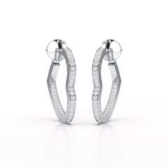 1.38 CT Lab Diamond Heart Shaped Hoop earring