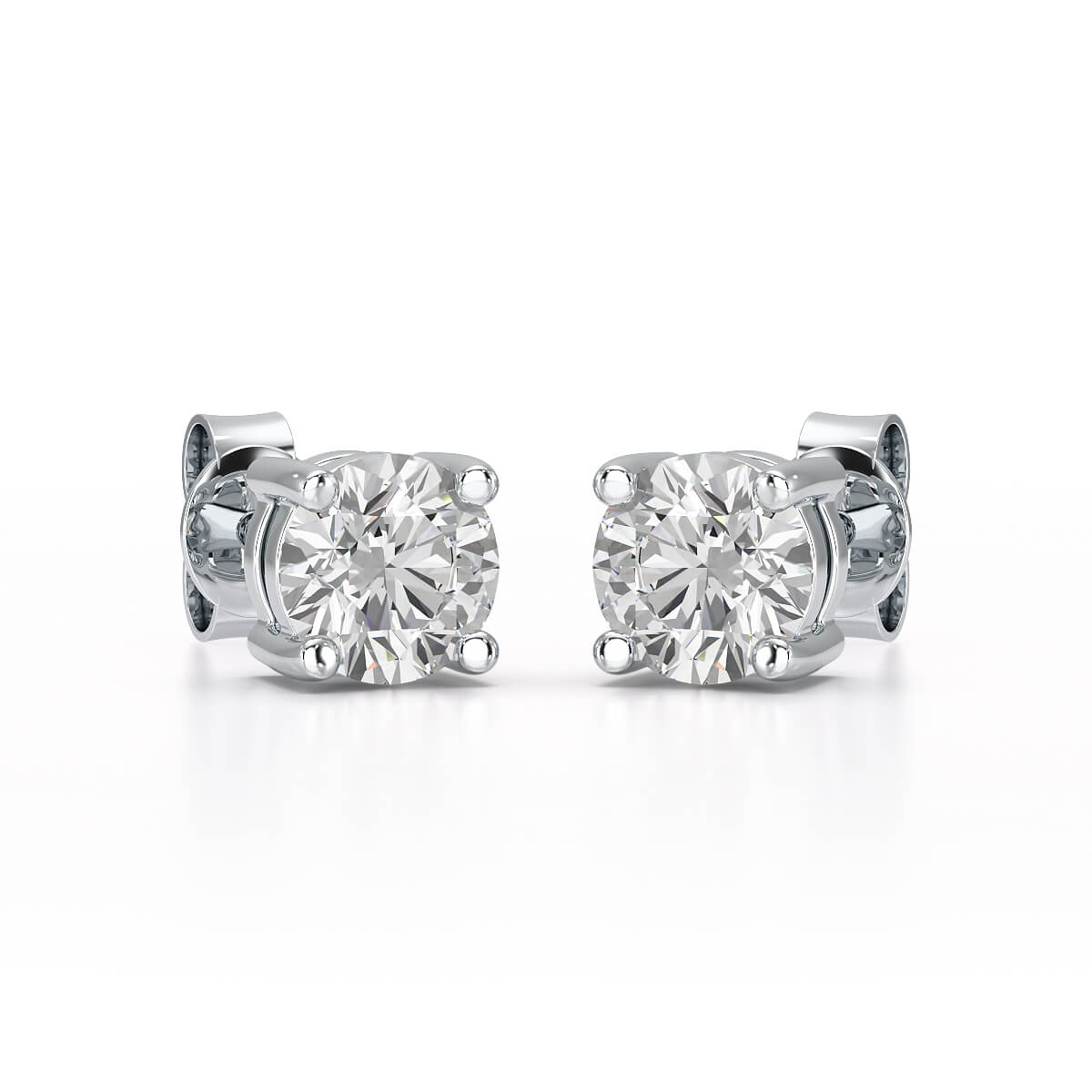 1.38 CT Single Diamond Stud Earrings
