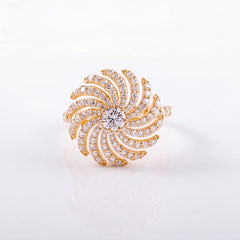 1.45 CT Round Swirl Pavé Diamond Ring