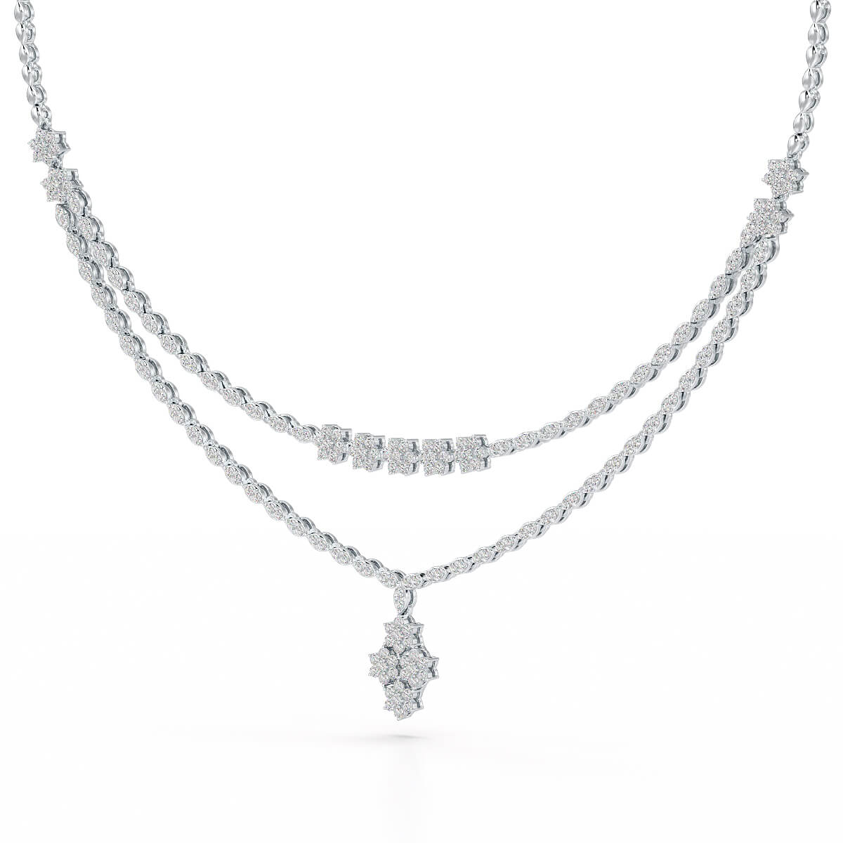 Lab Diamond 2.9 CT Two Layered Necklace