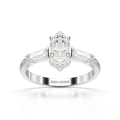 1.4 CT Marquise Cut Lab Diamond Three Stone Ring