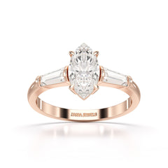 1.4 CT Marquise Cut Lab Diamond Three Stone Ring