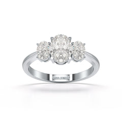 1.4 CT Three Stone Oval Cut Lab Diamond Ring