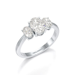 1.4 CT Three Stone Oval Cut Lab Diamond Ring