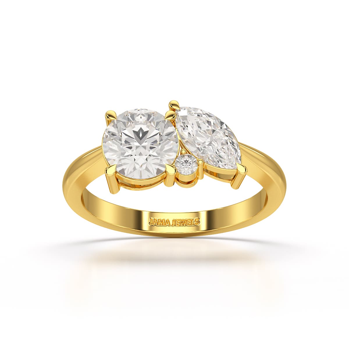 1.4 CT Marquise and Round Cut Lab Diamond Ring