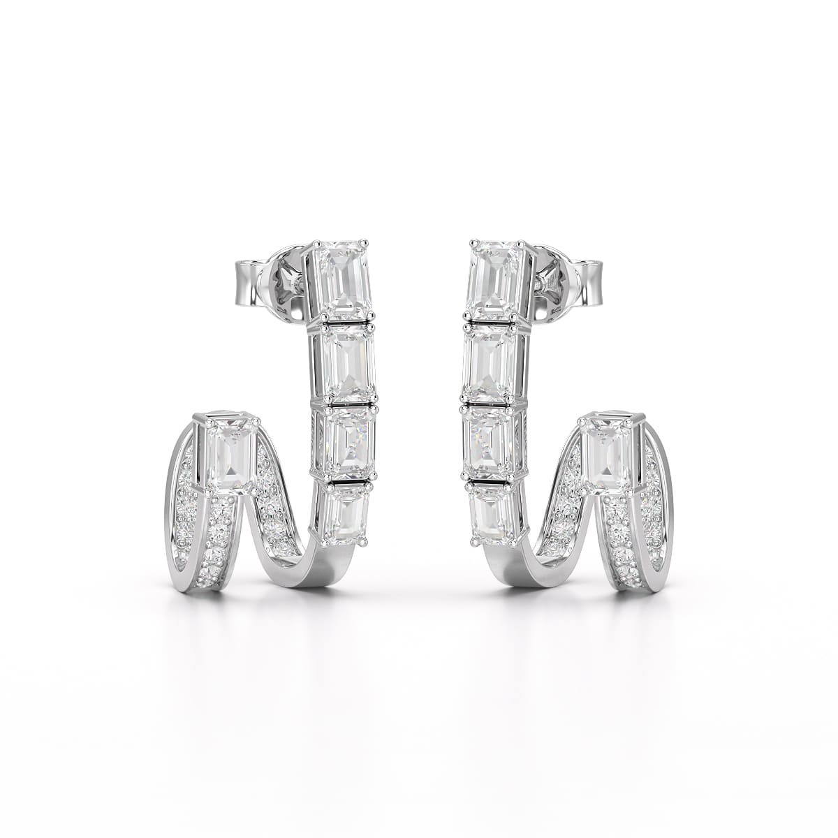 1.53 CT Lab Diamond Emerald Cut Earrings