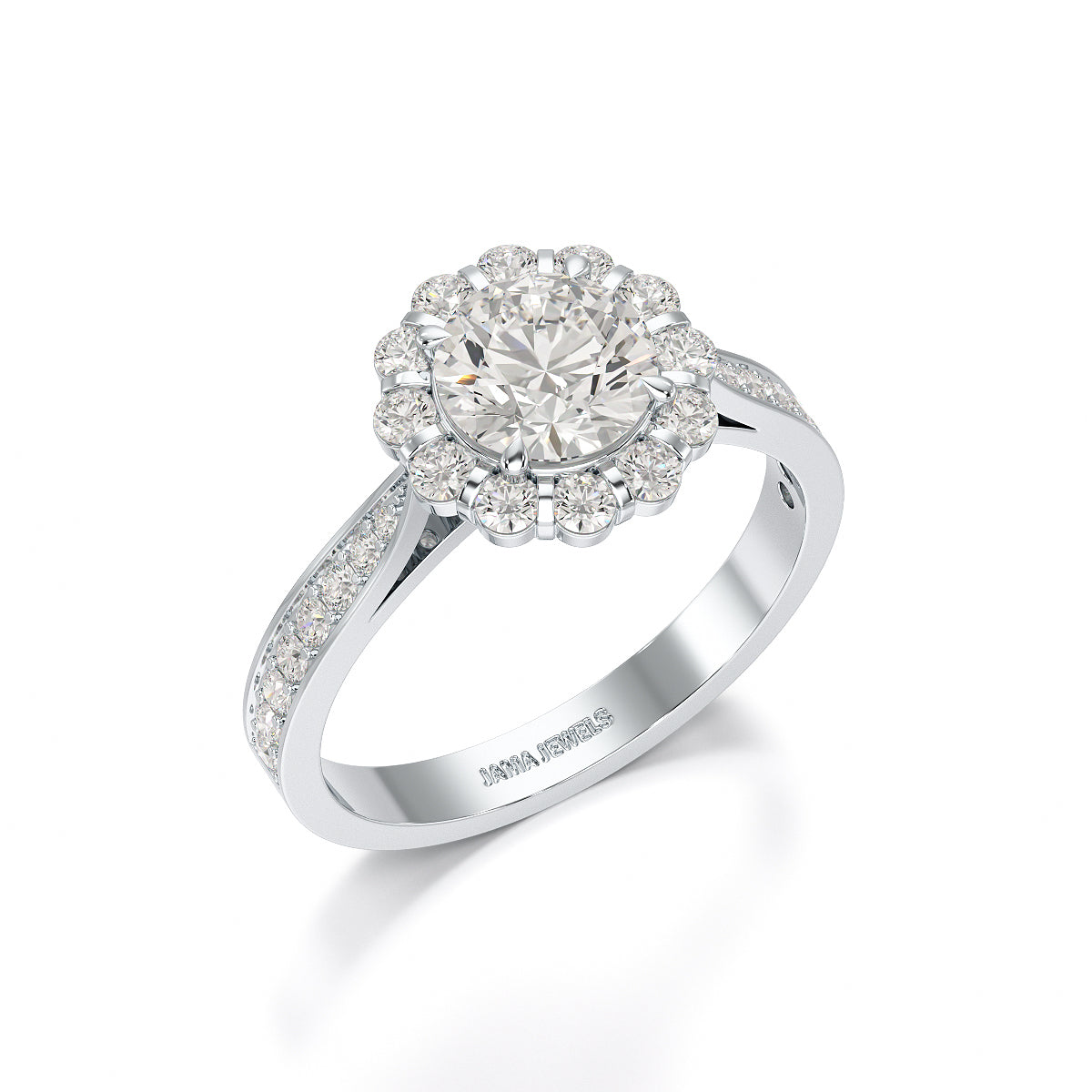 1.55 CT Round Cut Halo Lab Diamond Ring