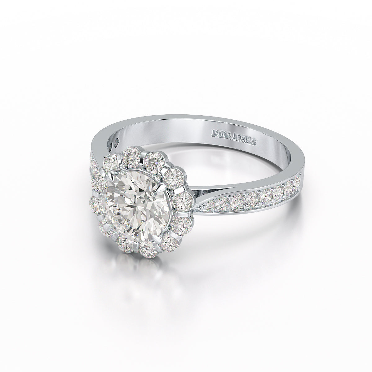 1.55 CT Round Cut Halo Lab Diamond Ring