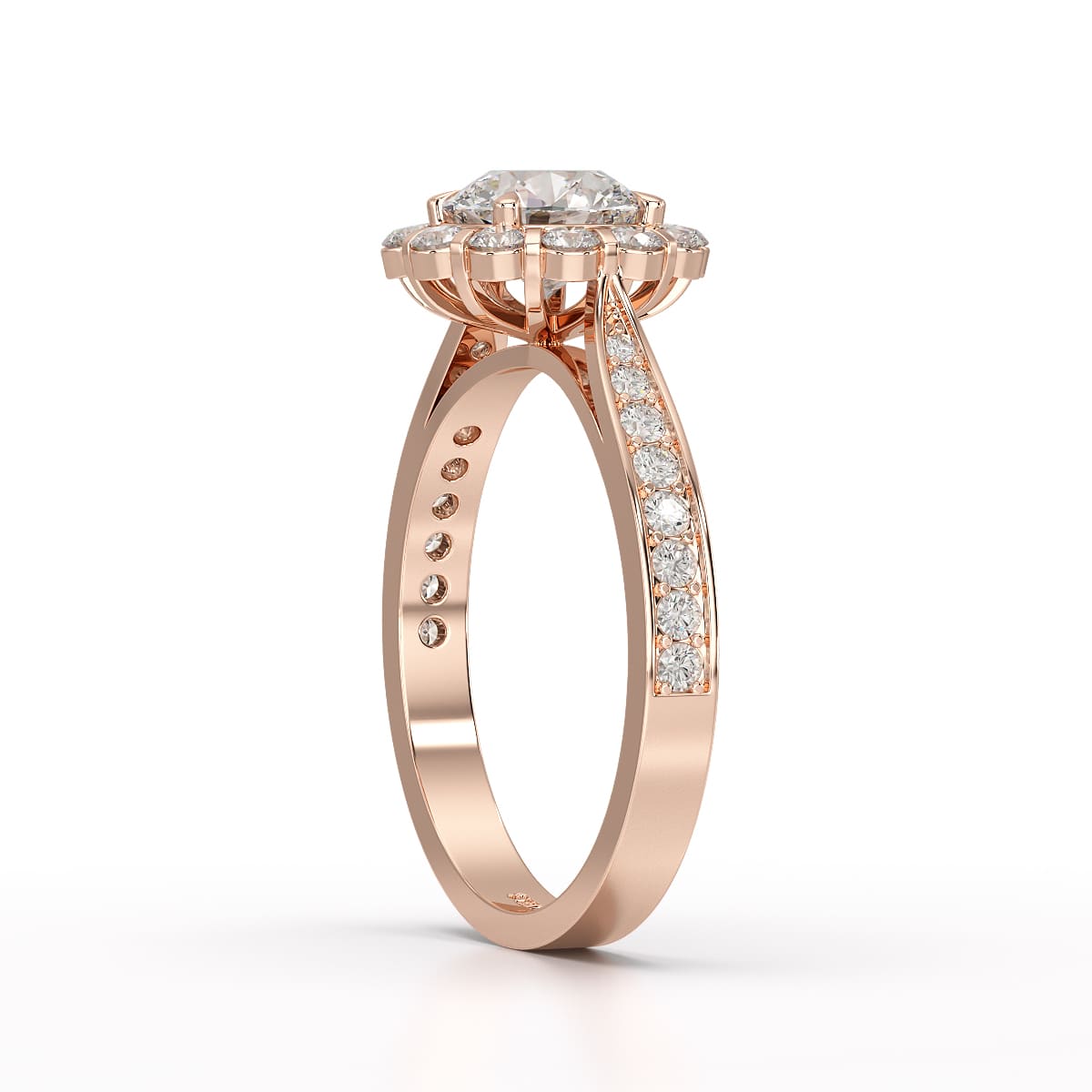 1.55 CT Round Cut Halo Lab Diamond Ring