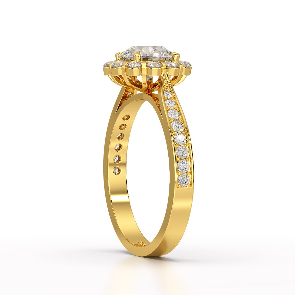 1.55 CT Round Cut Halo Lab Diamond Ring