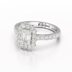 1.5 CT Lab Diamond Emerald Cut Halo Ring