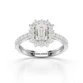 1.5 CT Lab Diamond Emerald Cut Halo Ring