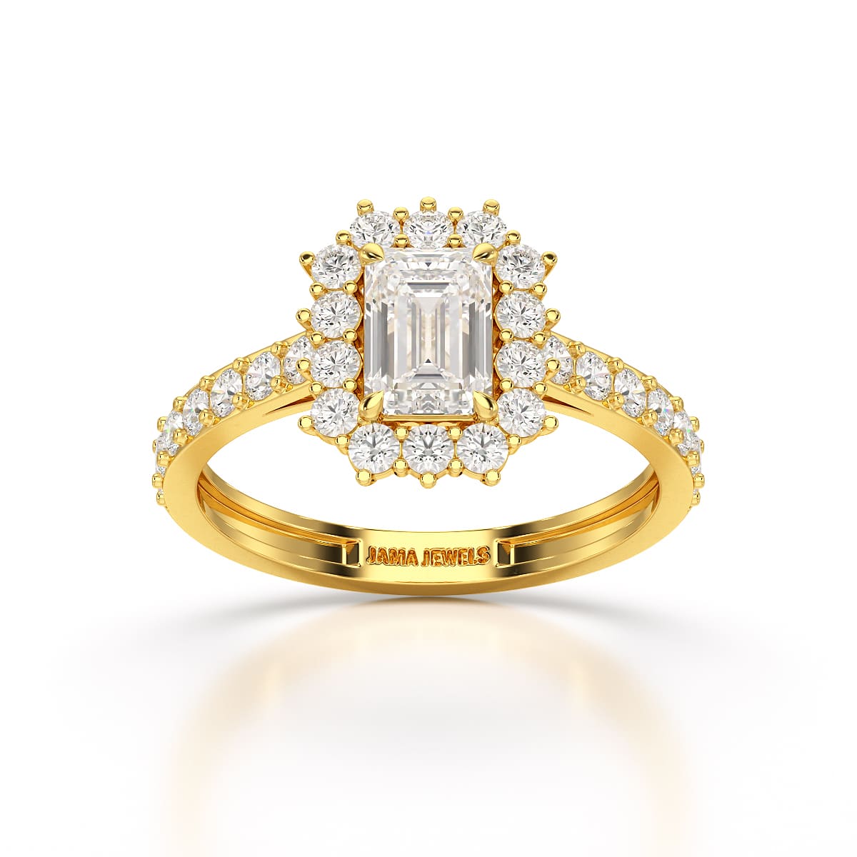 1.5 CT Lab Diamond Emerald Cut Halo Ring