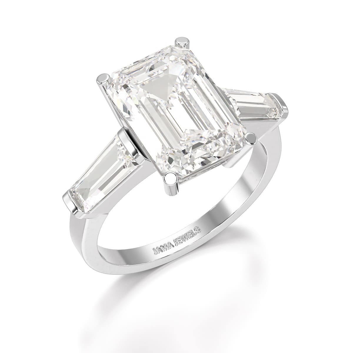 1.5 CT Lab Diamond Three Stone Emerald Cut Ring