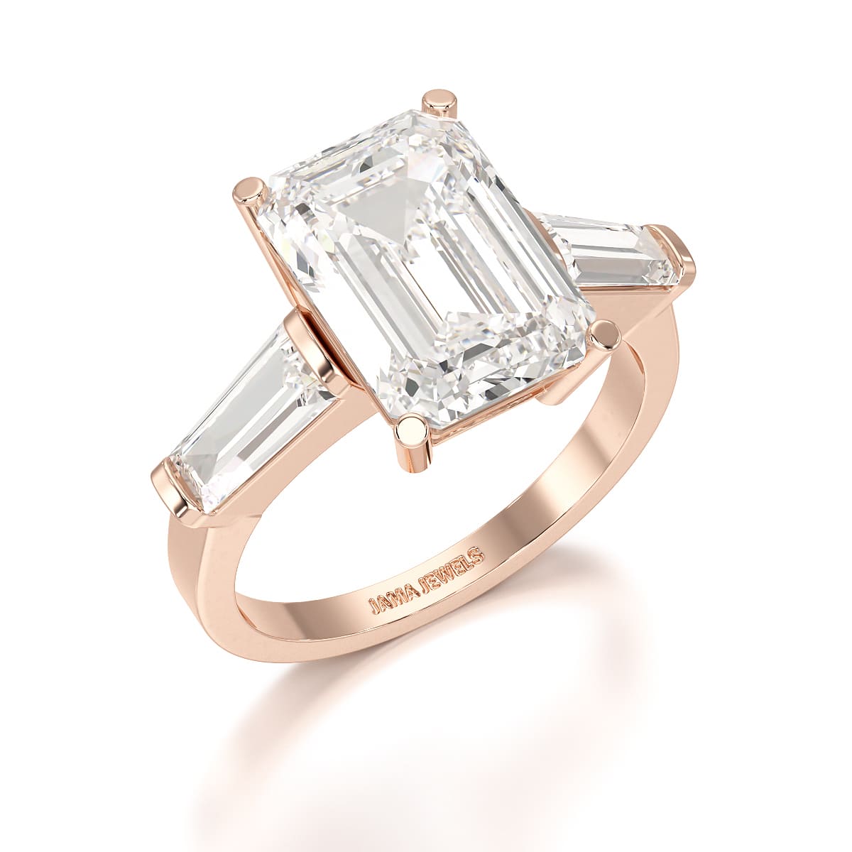 1.5 CT Lab Diamond Three Stone Emerald Cut Ring