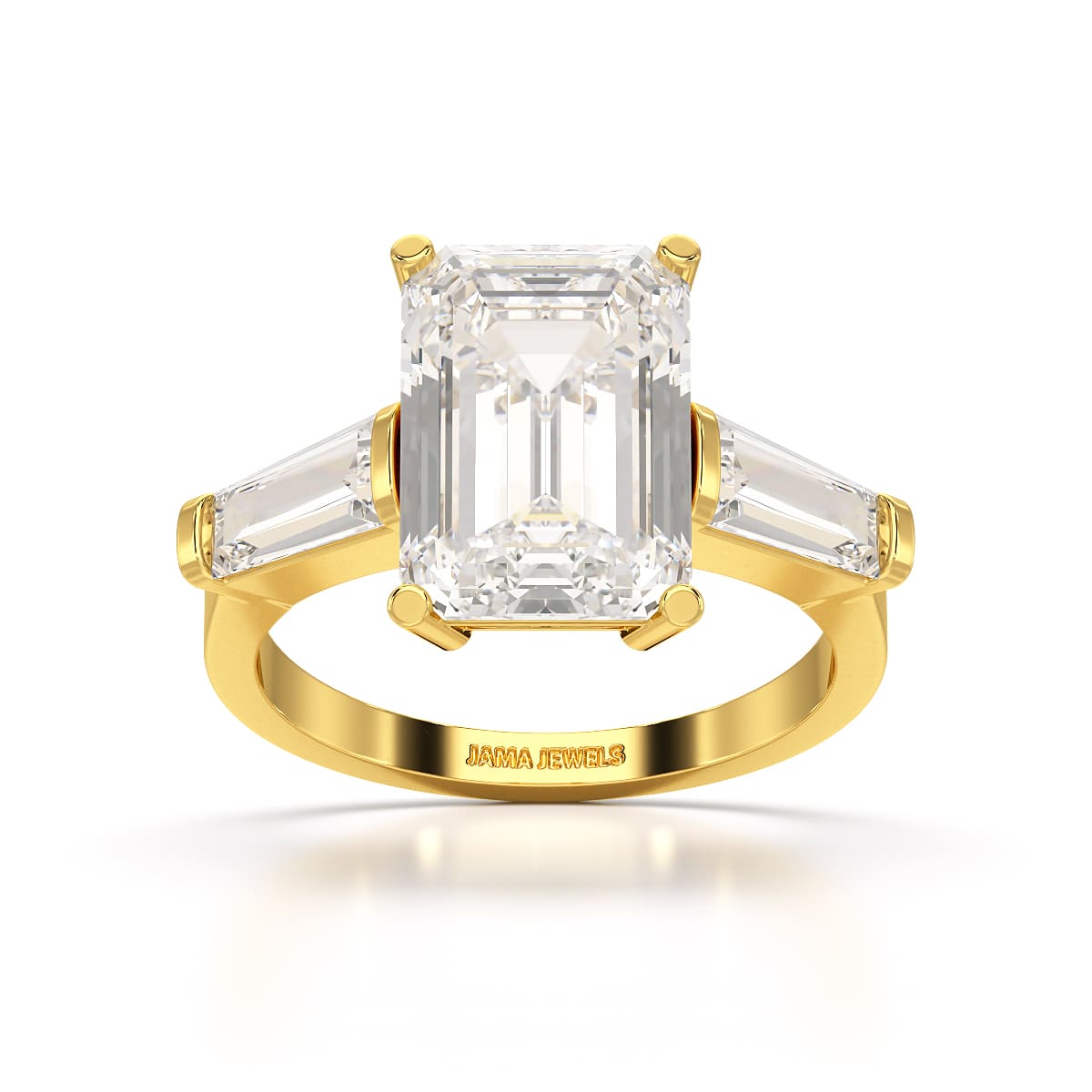 1.5 CT Lab Diamond Three Stone Emerald Cut Ring