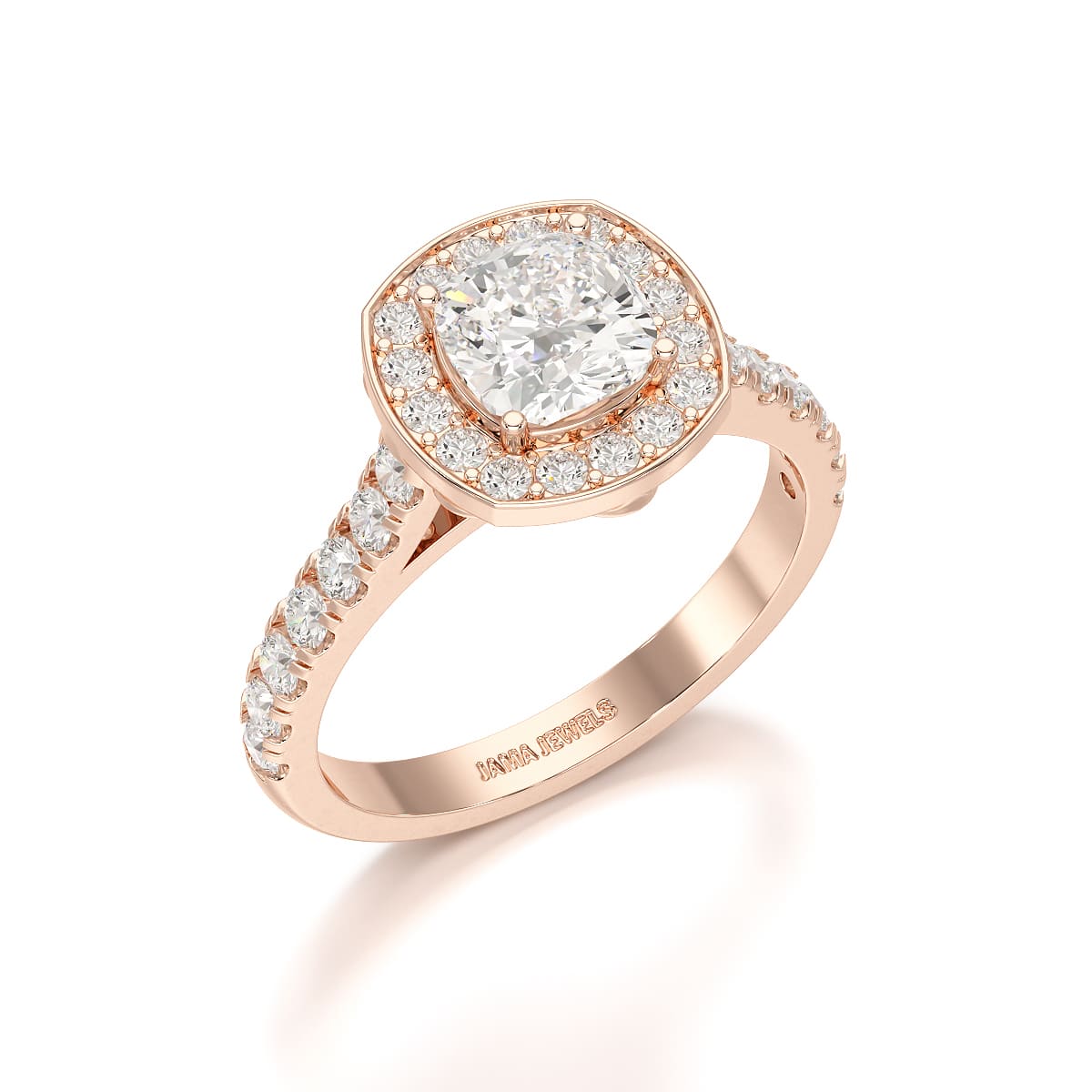 1.61 CT Cushion Cut Halo Lab Diamond Ring