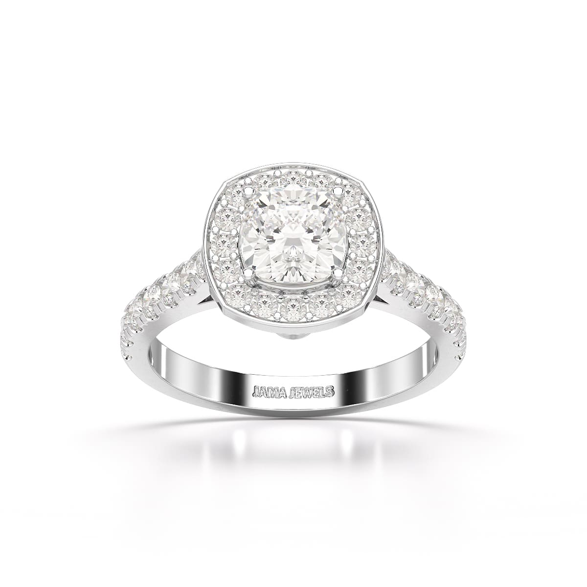 1.61 CT Cushion Cut Halo Lab Diamond Ring