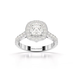 1.61 CT Cushion Cut Halo Lab Diamond Ring