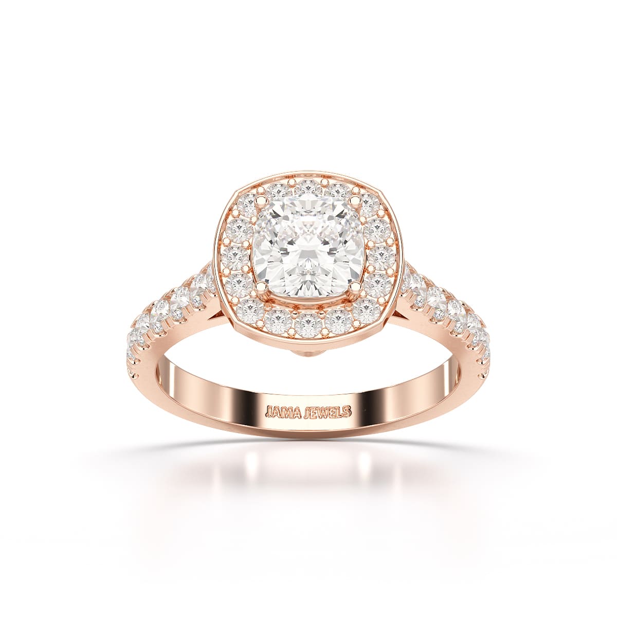 1.61 CT Cushion Cut Halo Lab Diamond Ring