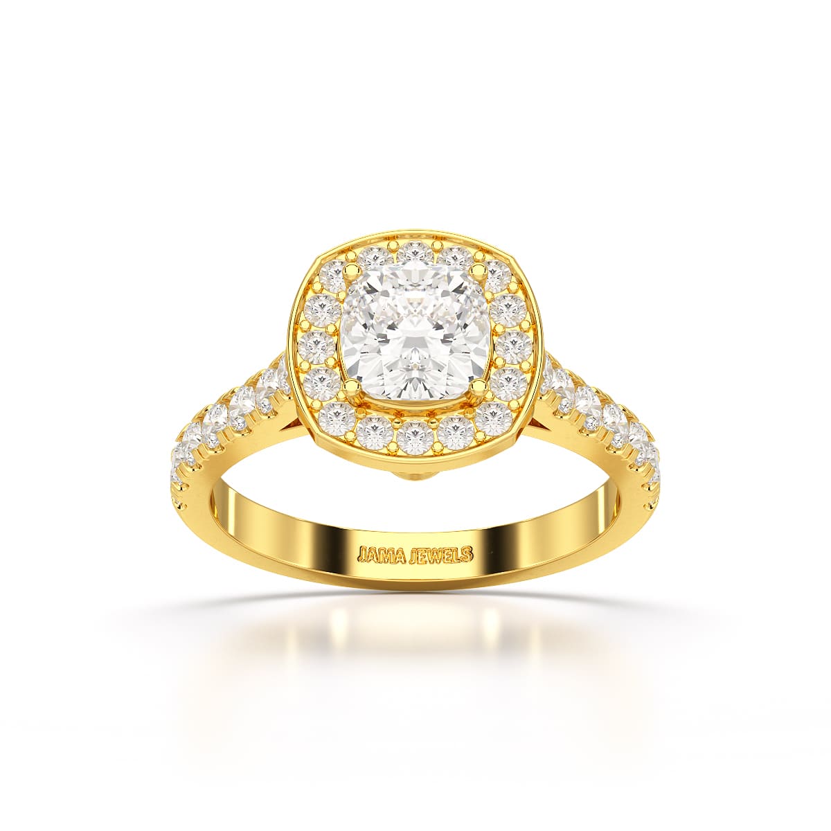 1.61 CT Cushion Cut Halo Lab Diamond Ring