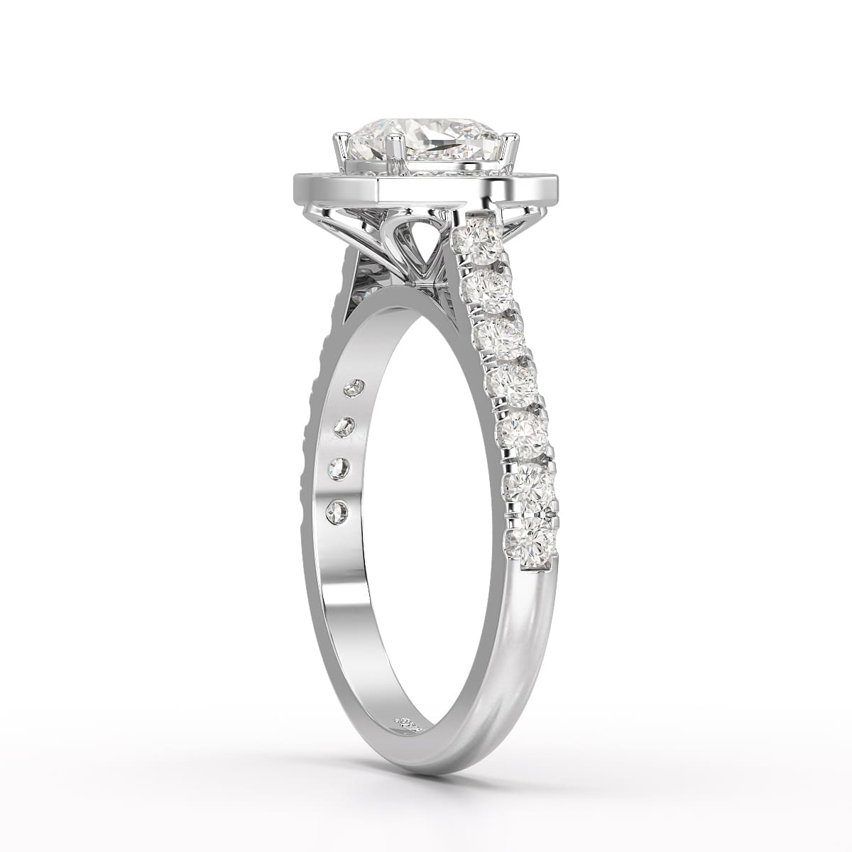 1.61 CT Cushion Cut Halo Lab Diamond Ring