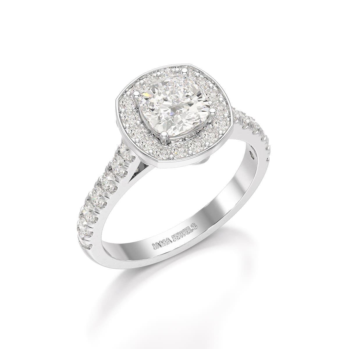 1.61 CT Cushion Cut Halo Lab Diamond Ring