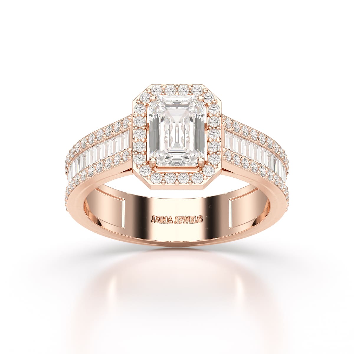 1.72 CT Emerald Cut Halo Lab Diamond Ring