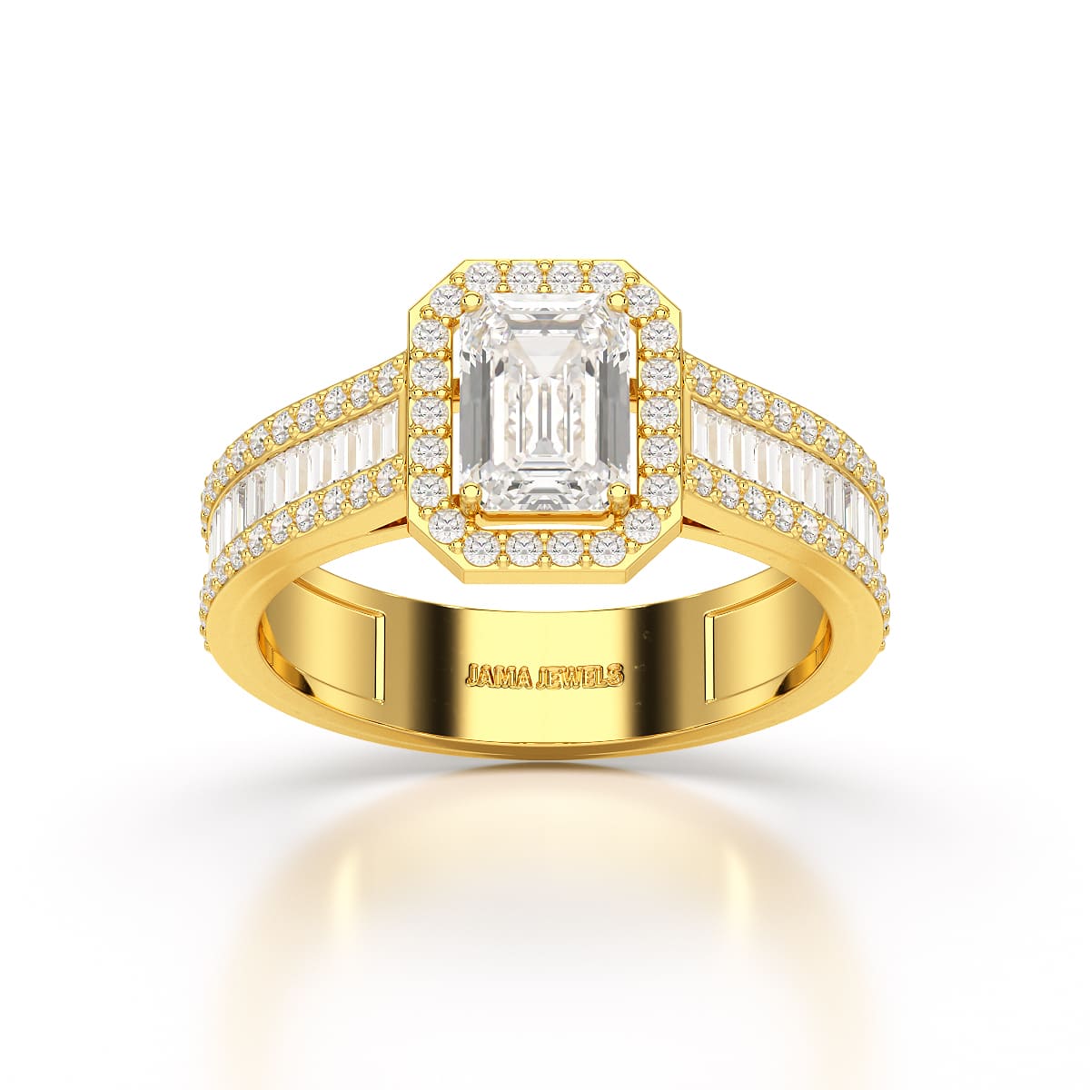 1.72 CT Emerald Cut Halo Lab Diamond Ring