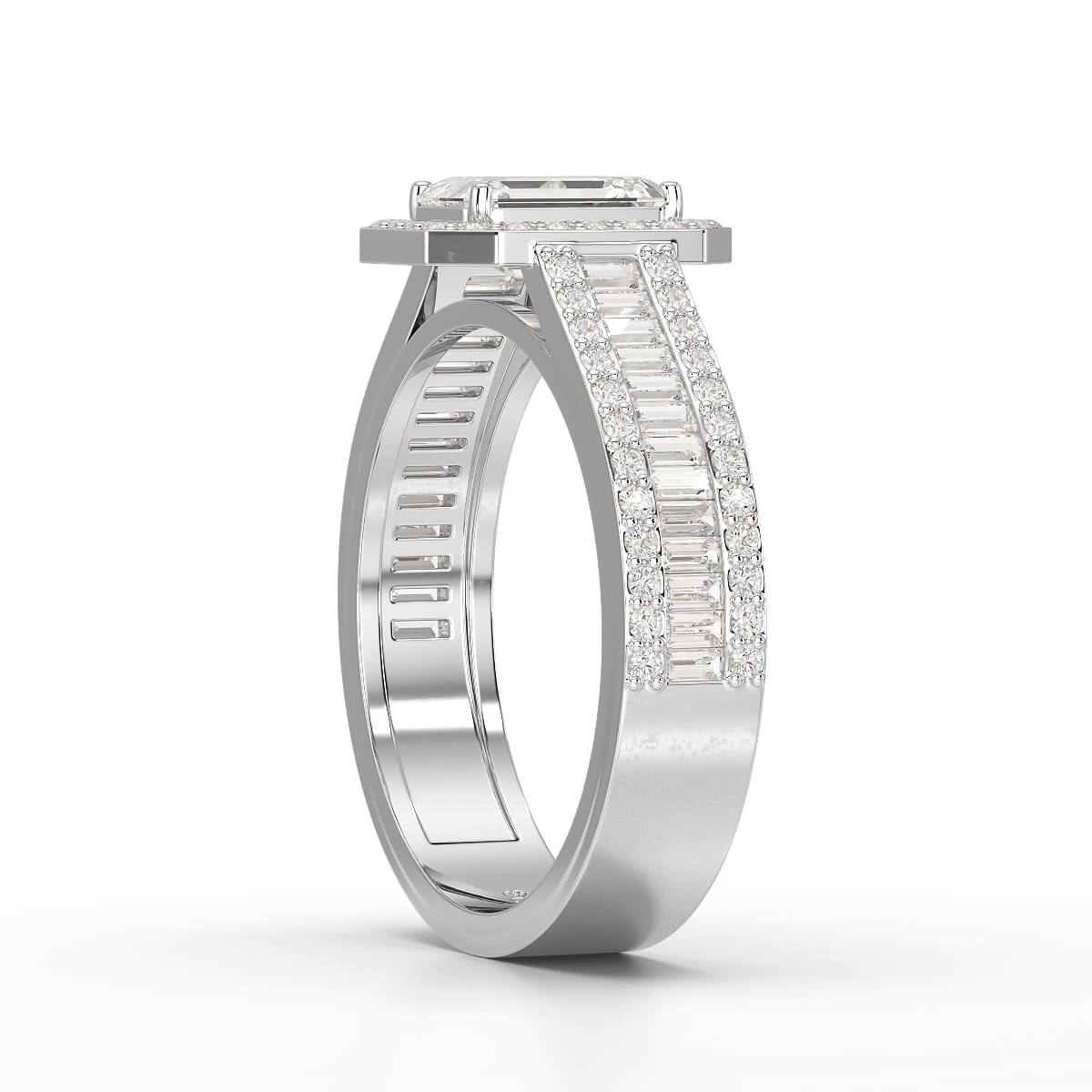 1.72 CT Emerald Cut Halo Lab Diamond Ring