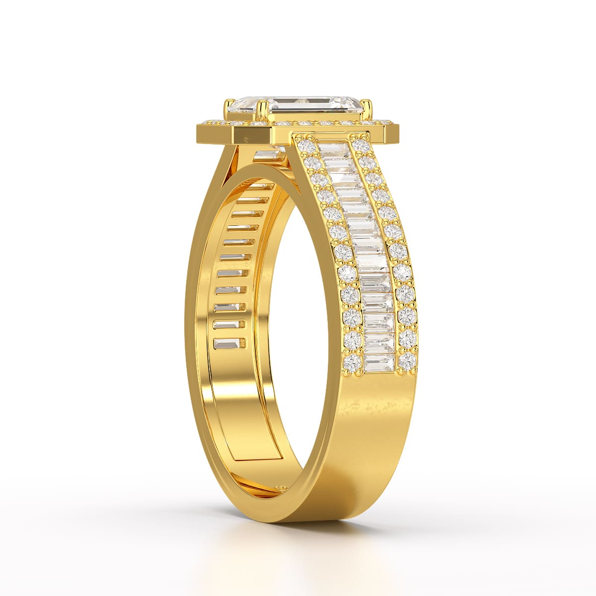 1.72 CT Emerald Cut Halo Lab Diamond Ring