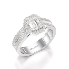 1.72 CT Emerald Cut Halo Lab Diamond Ring