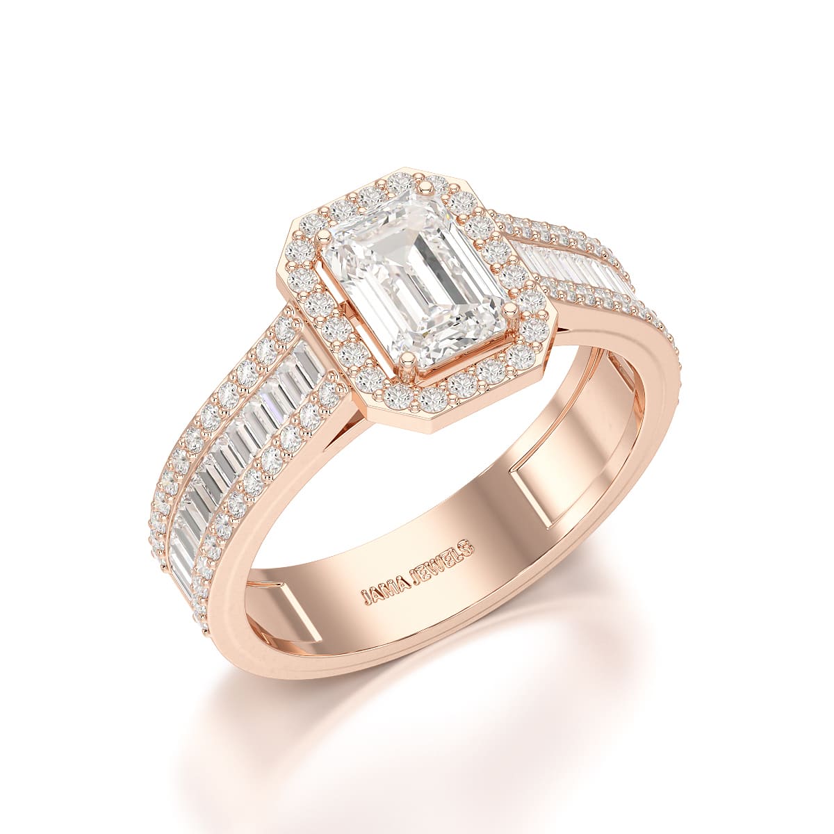 1.72 CT Emerald Cut Halo Lab Diamond Ring