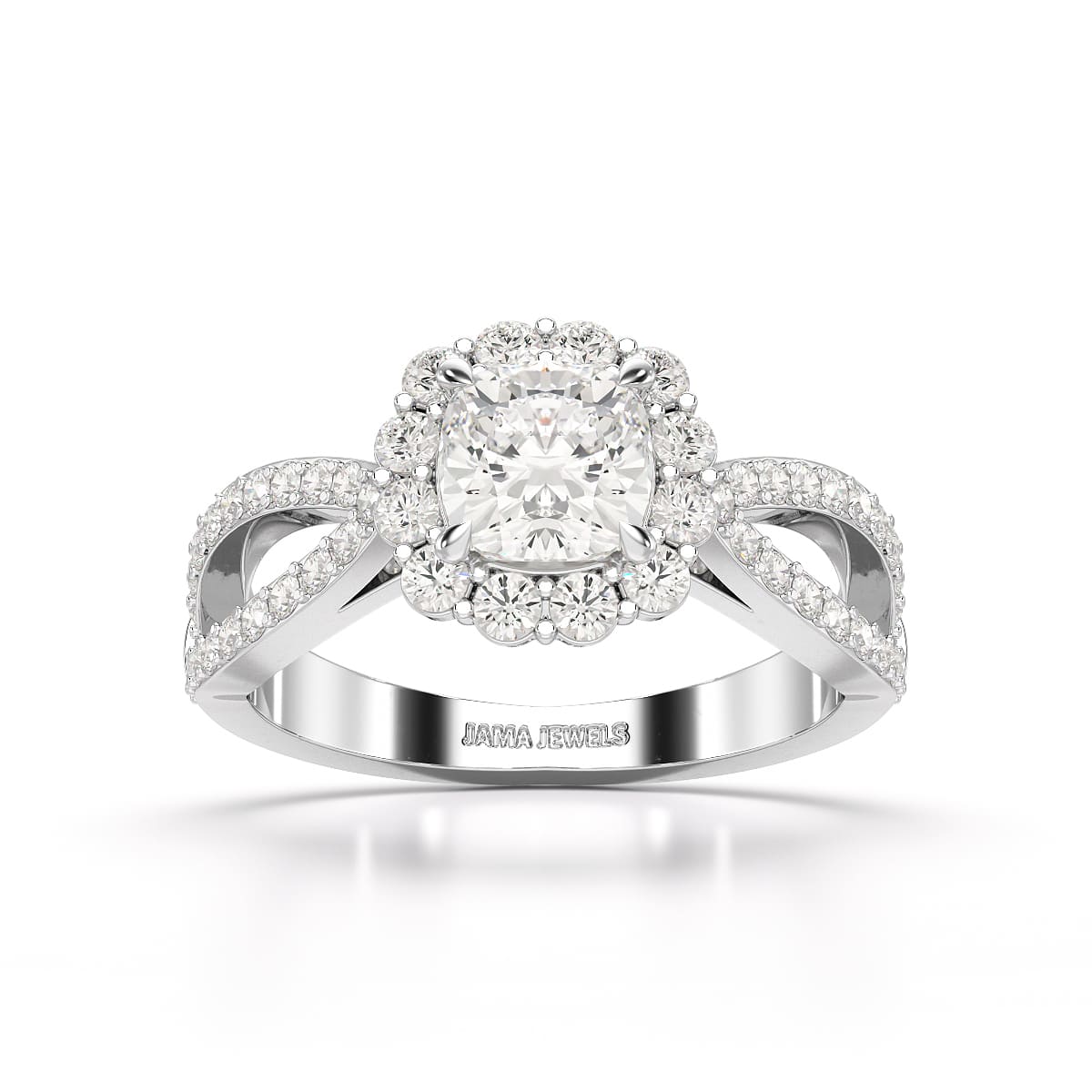 1.64 CT Halo Lab Diamond Cushion Cut Ring