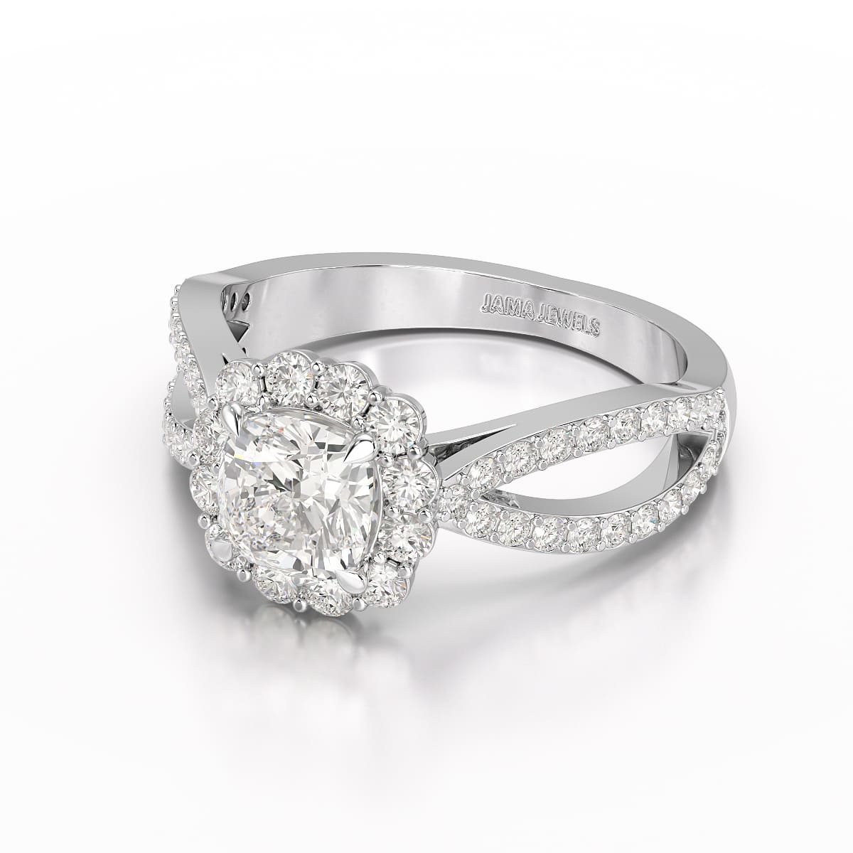 1.64 CT Halo Lab Diamond Cushion Cut Ring