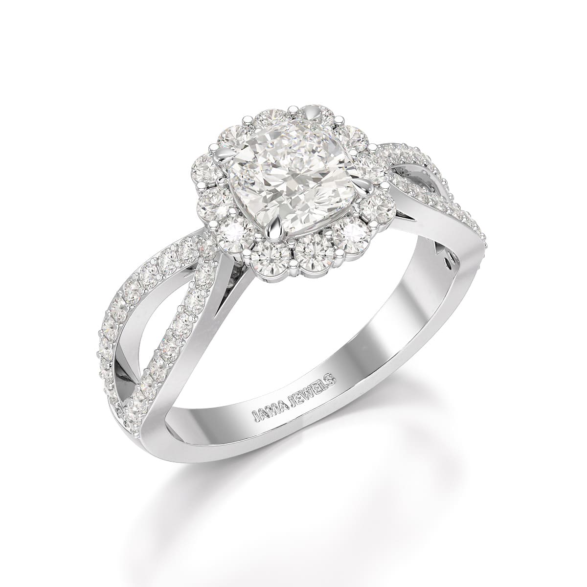 1.64 CT Halo Lab Diamond Cushion Cut Ring