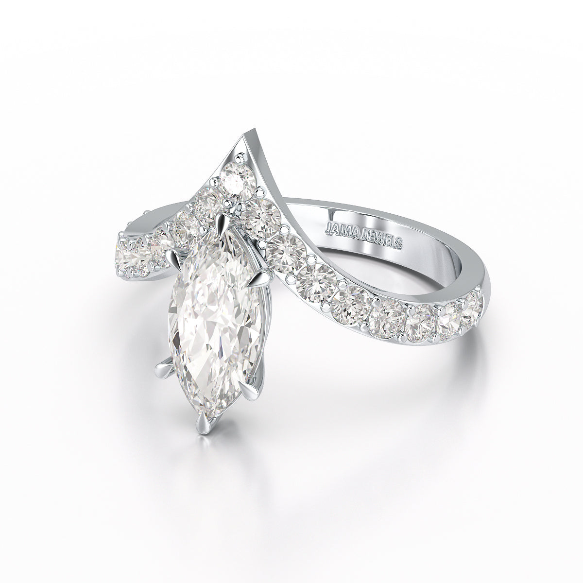 1.66 CT Curved Marquise Cut Lab Diamond Ring